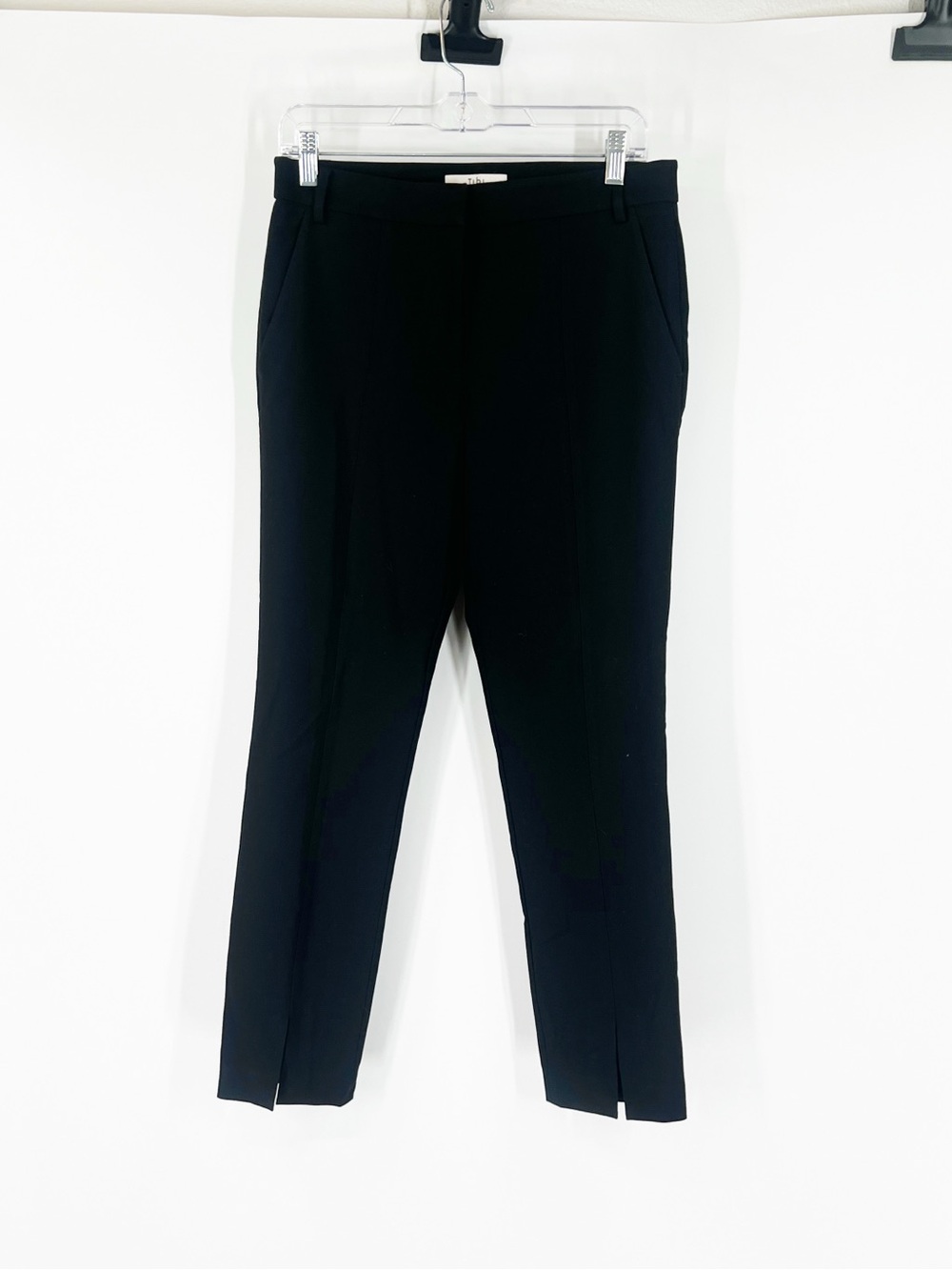 TIBI High Rise Split Hem Pants Black Ponte Stretch